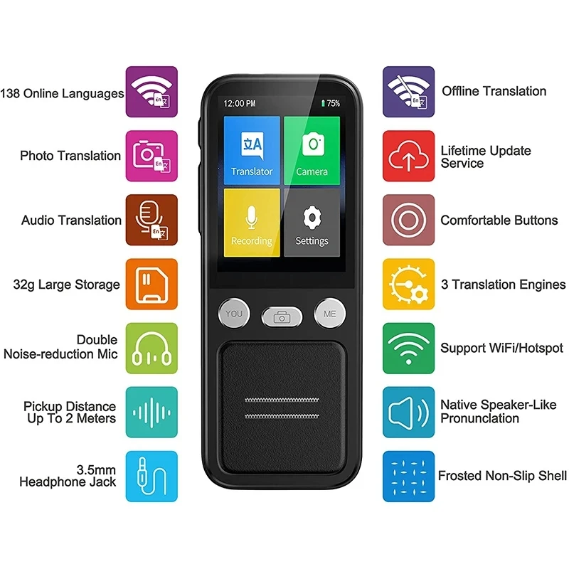 Translator Device T16 Language Photo Translation Offline Translator 138 Languages Smart Translation In Two-Way Voice Interpreter