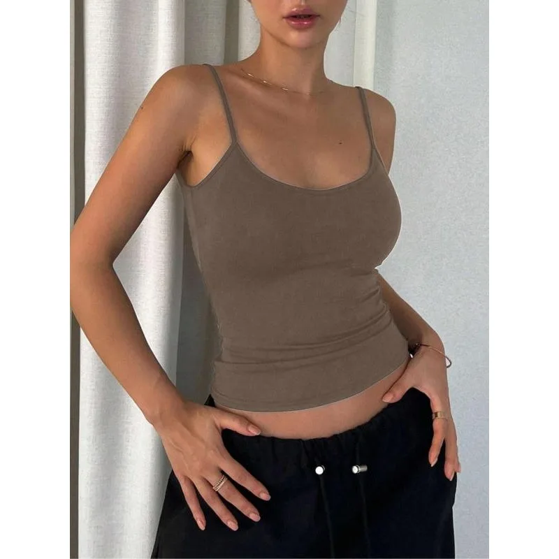 Plus Size Damen rückenfreies Cami Crop Top Sommer einfarbig lässig ärmelloses Streetwear Top