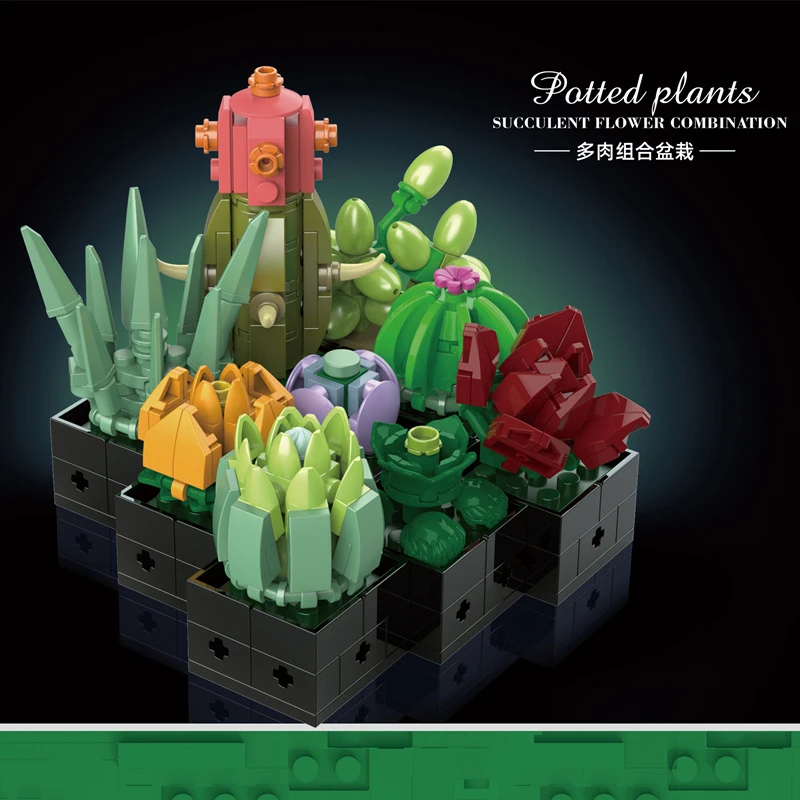 

Creative Plants Desktop MOC 19012 393Pcs Flower Potted Ornaments Succulents Model Building Blocks Bricks Toys Kid Christmas Gift