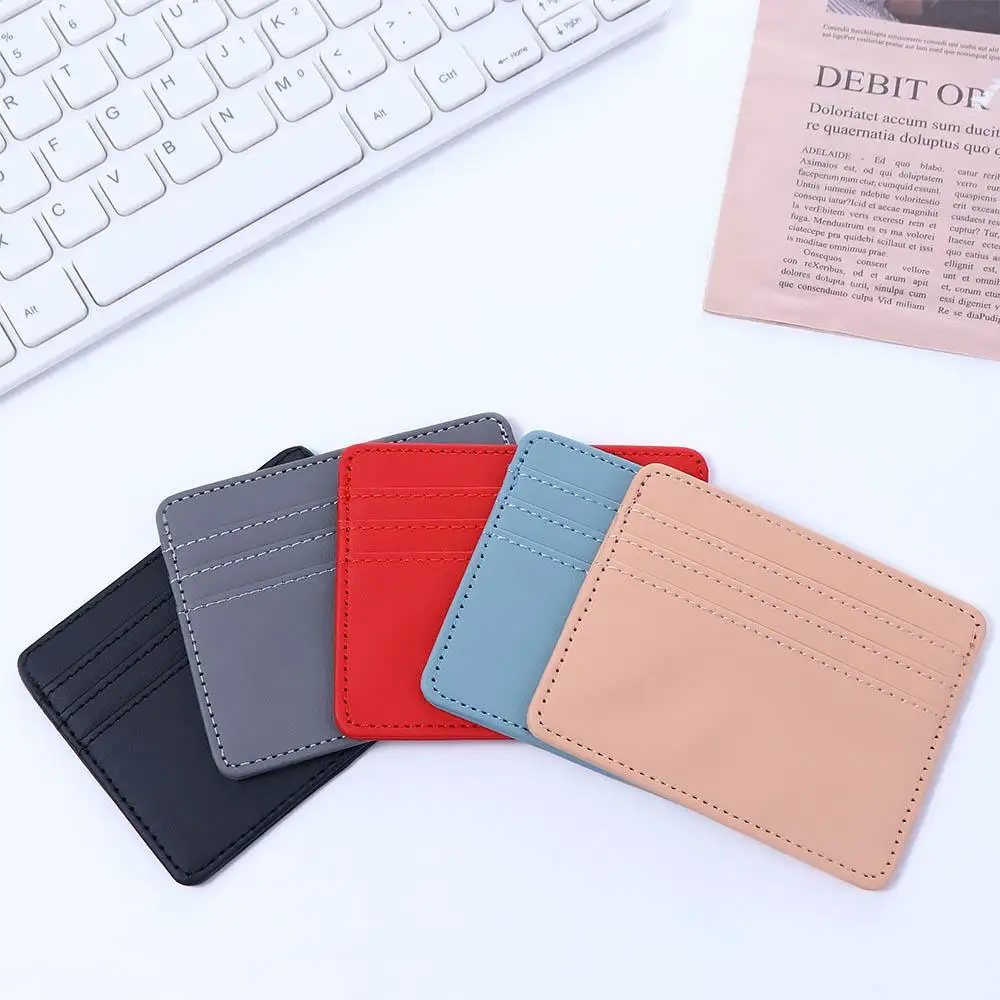 

3Card Slots PU Leather Business Bank card ID Card Women Men Short Wallet Slim Billfold Short Purse Multi Slot Card Holder