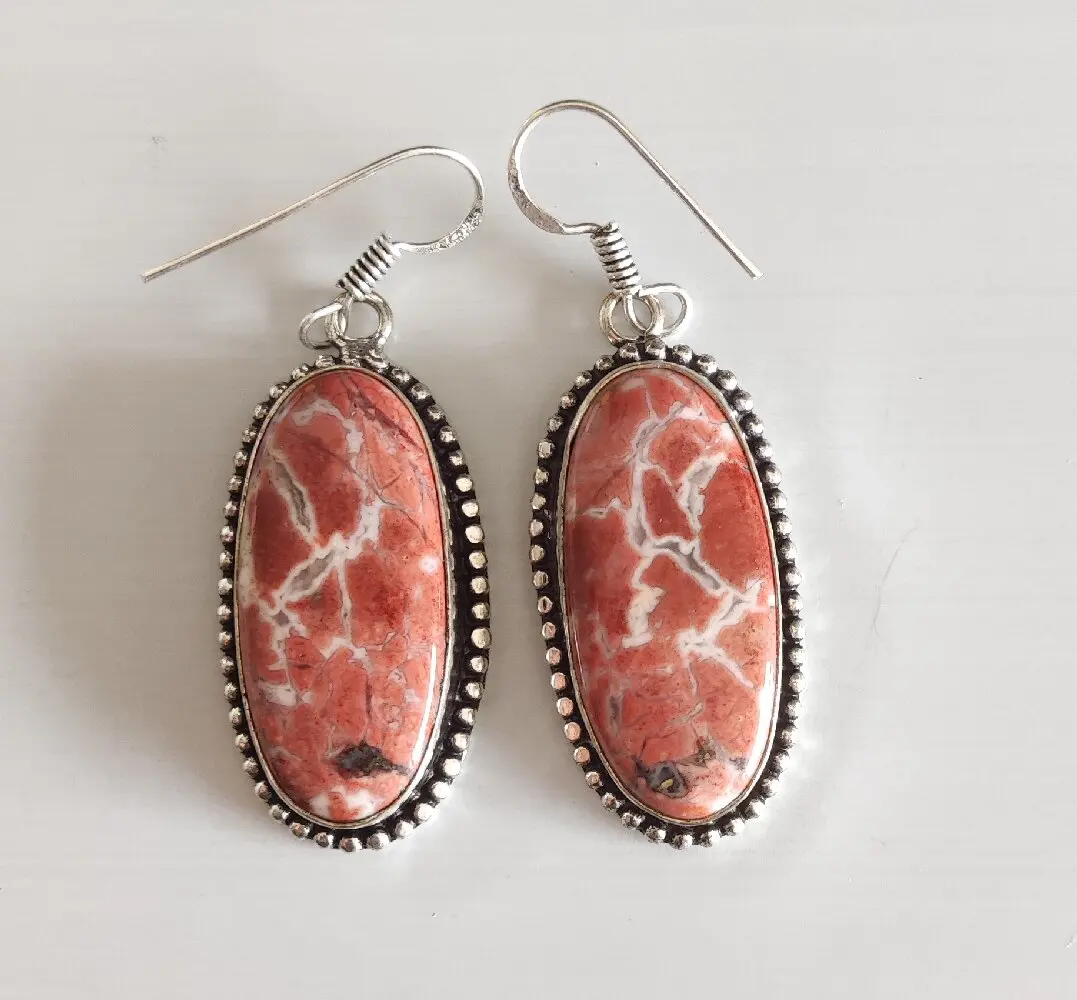 Genuine Jasper Unakite Bloodstone Earrings