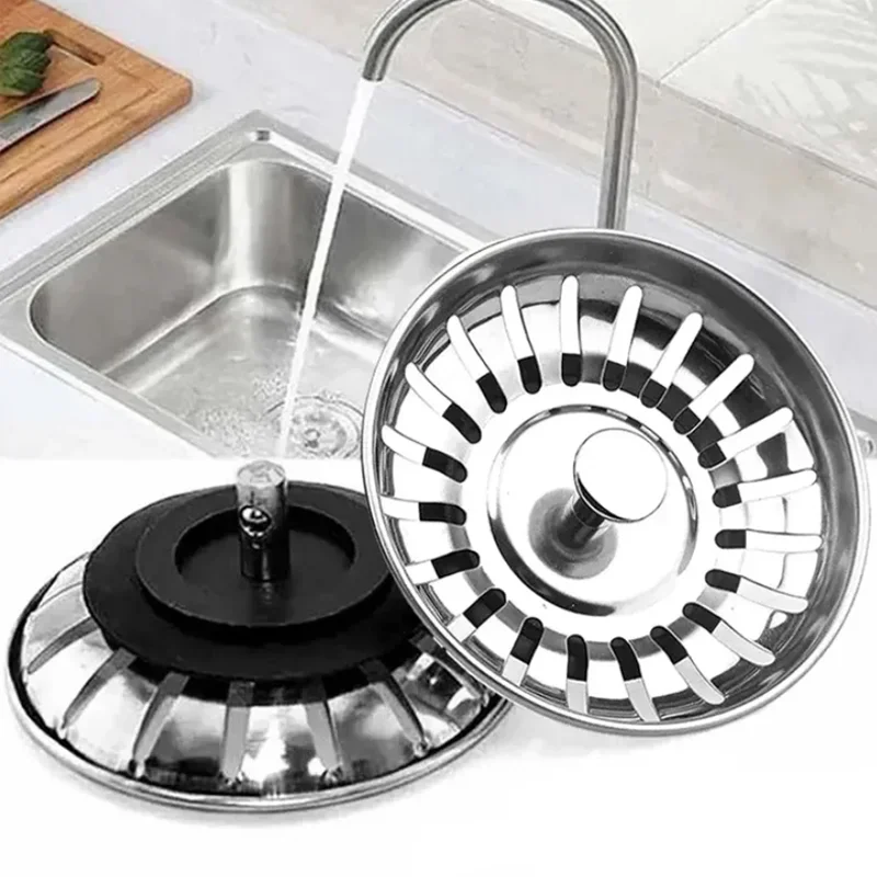 Kitchen Stainless Steel Sink Filter Hole Bathtub Hair Catcher Stopper Bathroom Sewer Drain Strainer Basin Sink Waste Filter Plug