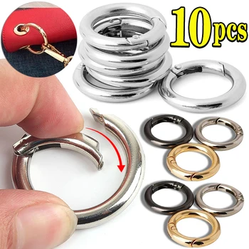 10 adet O Yuvarlak Çanta Toka Metal Klipsler Tokaları Bahar Dairesel Karabina Yapış Kanca Bahar Anahtarlık DIY Takı Çanta Aksesuarları