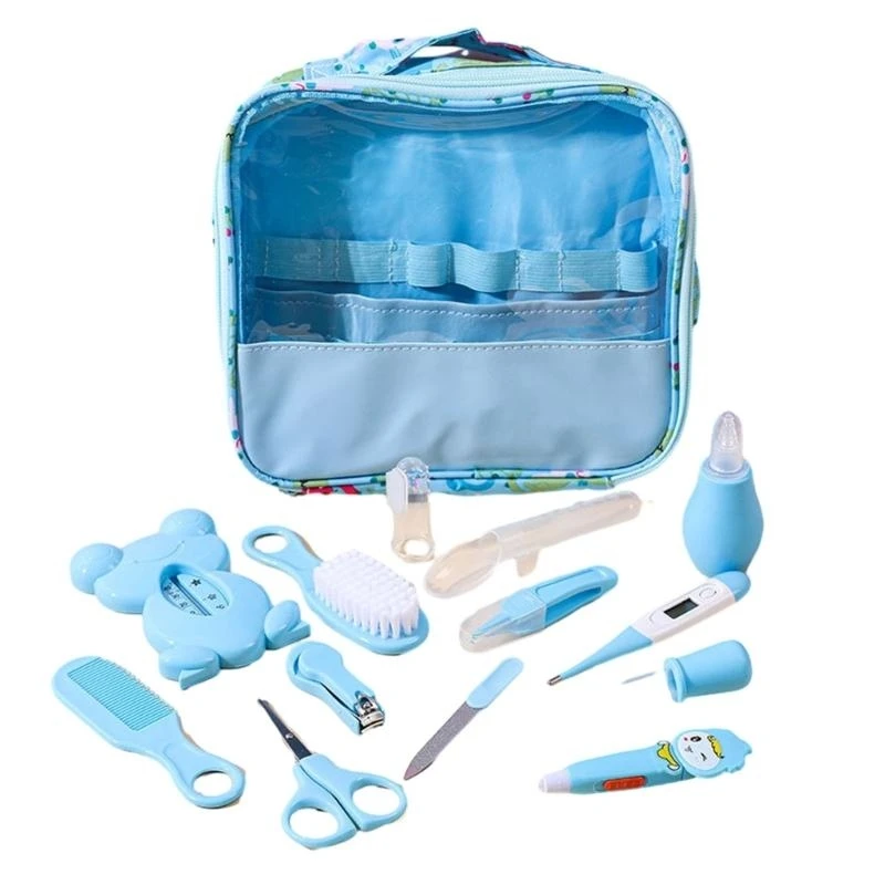 J15U 13 Pieces Baby Care Set Newborn Hair Comb Nails Trimmer Manicure Scissor Nasal Aspirator and Brush Tools Accessories