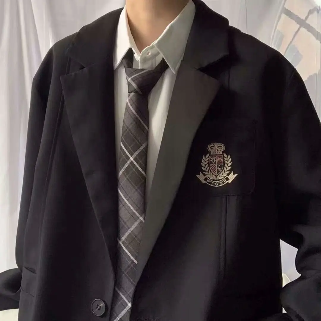 

Повседневный свободный мужской костюм 2022, осенний костюм Faion College Sle с Bae DK orm Пальто, одинаковая верхняя одежда для пары, полиэстер