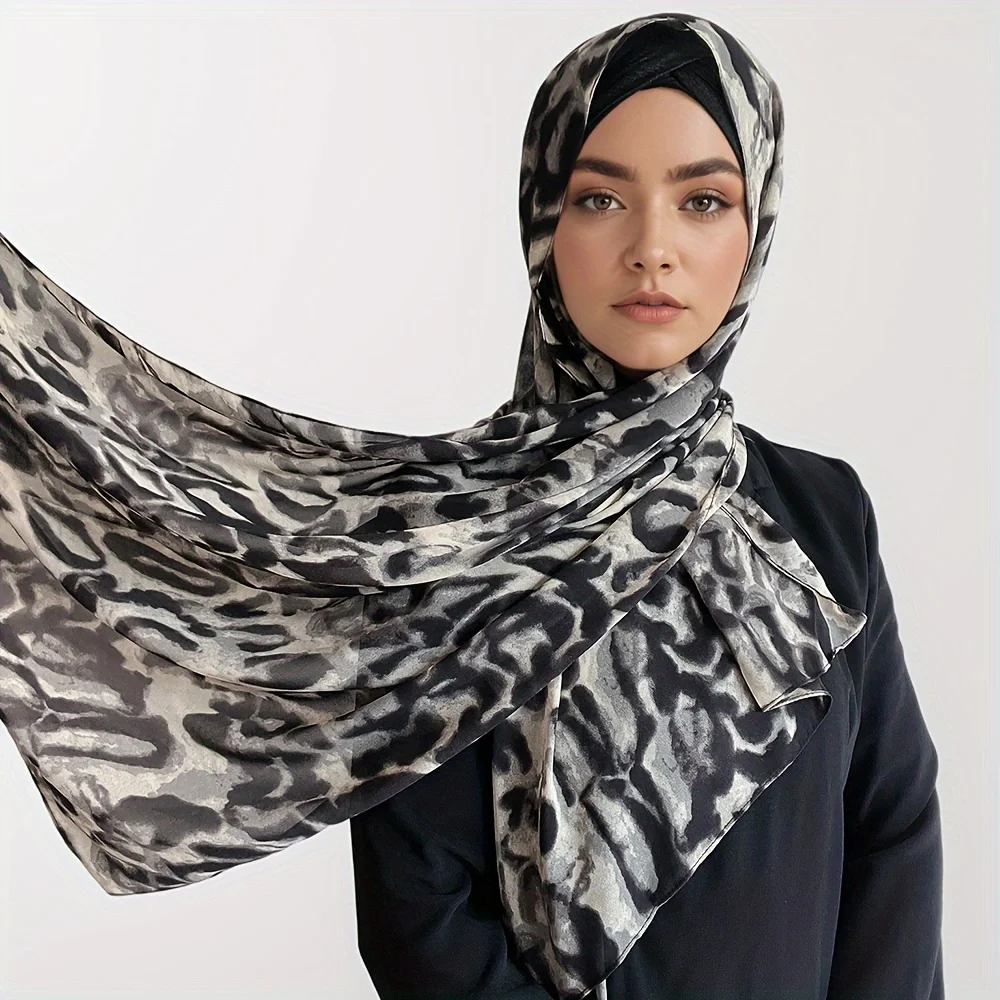 Vendita calda stampa leopardo Chiffon Hijab donne musulmane sciarpa traspirante foulard malese avvolge scialli Tudung Bawal