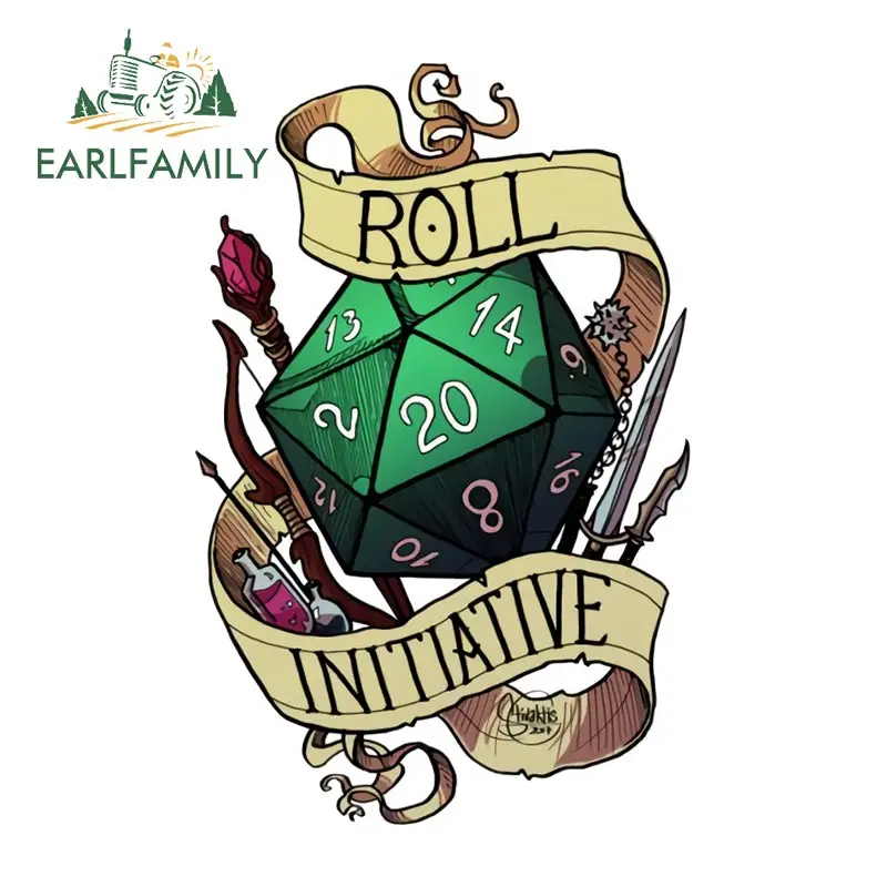 

EARLFAMILY 13см X 8.5см для Roll Initiative, креативные автомобильные наклейки, забавные наклейки для маскировки царапин, солнцезащитные наклейки, защита дверей автомобиля