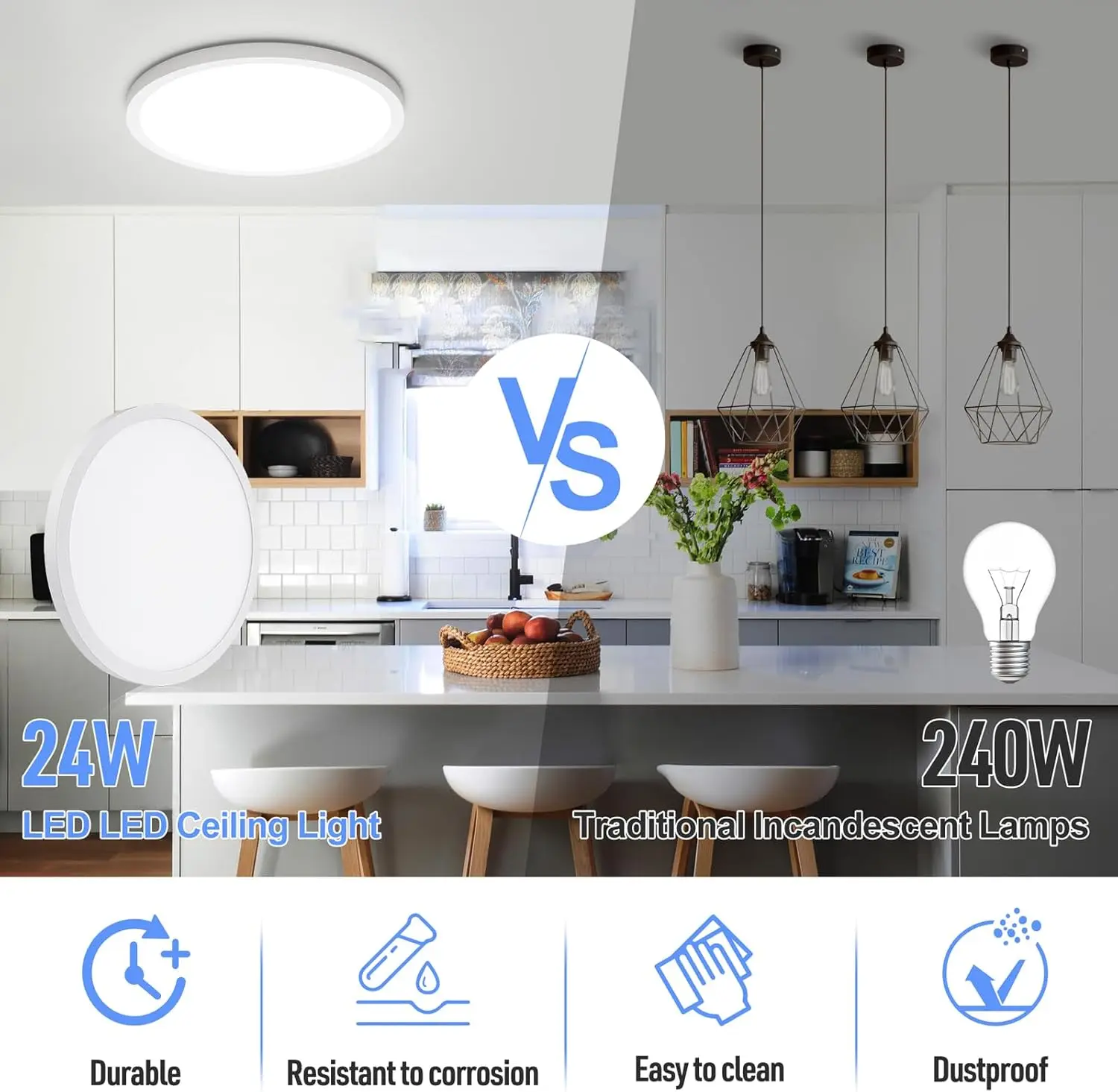 Modern Ultrathin LED Ceiling Light 0.94Inch Round Flush Mount Light Fixture 38/28/24W Ceiling Lamp for Kitchen Stairwell Bedroom