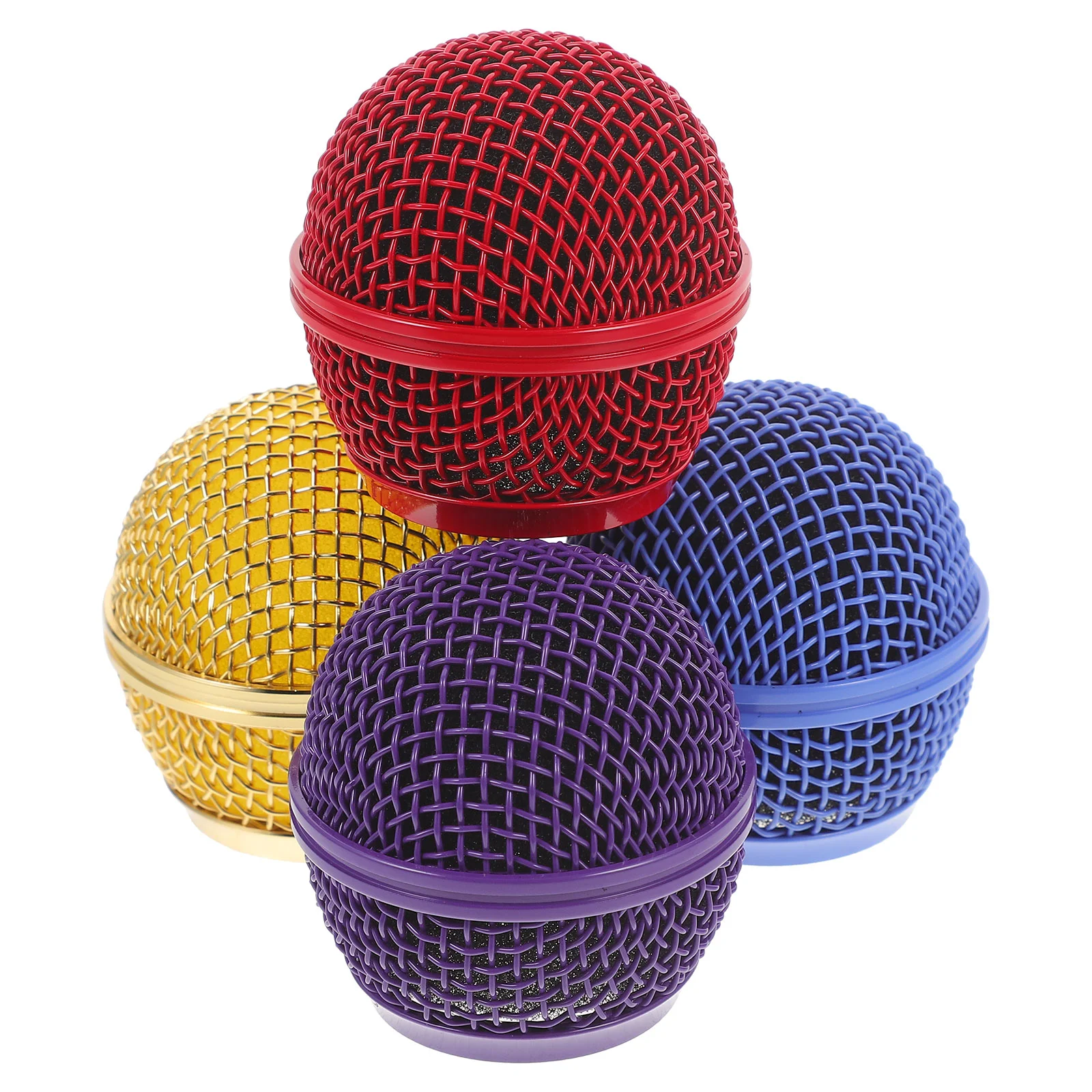 

4 Pcs Colored Microphone Grille Toy Cover Replacement Metal for Soft Cordless Parts Head Mesh Accessories