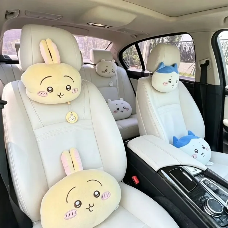 Cute Chiikawa Usagi Car Seat Pillow Neck Headrest Soft Comfortable Ergonomic For Auto Vehicle Interior Travel Driving Daily Hot
