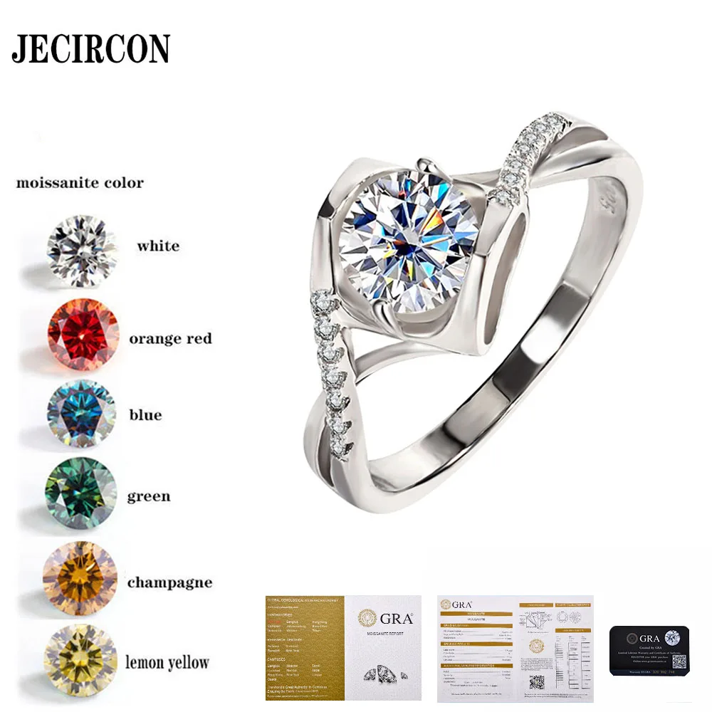 

JECIRCON 1 Carat Moissanite Ring for Women S925 Sterling Silver Micro Set Arm Twisting Angel Kiss Proposal Ring Classic Fashion