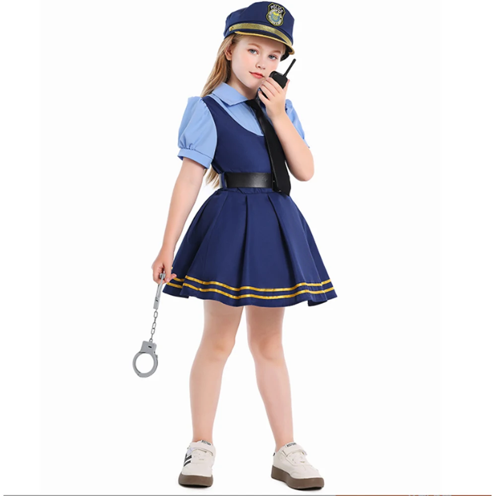 Halloween children Police Judy Rabbit Cosplay Costume Set Party Fantasy Disguise Outfits Children's Day School Stage Performance view 3