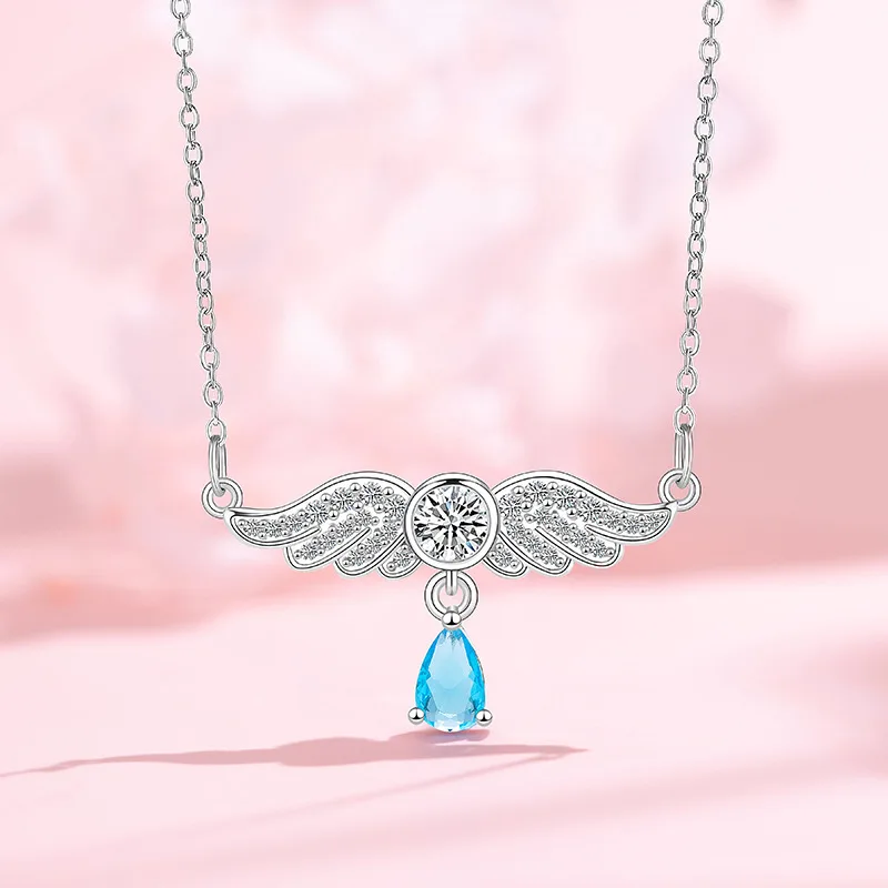 Женская цепочка с подвеской в виде капли воды, серебро 925 пробы