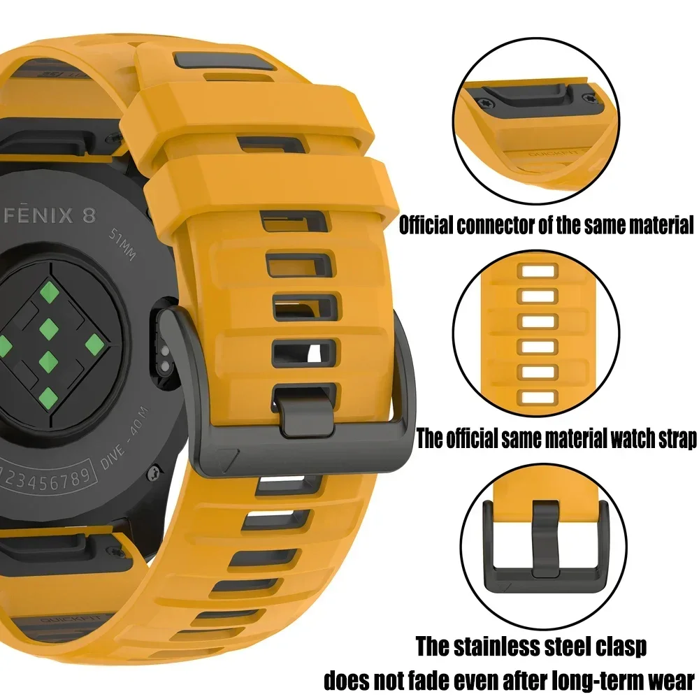 1:1 Fenix9 Uhrenarmband für Garmin Fenix 9 Pro 47mm 51mm E 8 7 7X 6 6X 5X/Epix Pro/Enduro 3/970 QuickFit 22mm 26mm Silikonarmband – Detail 13