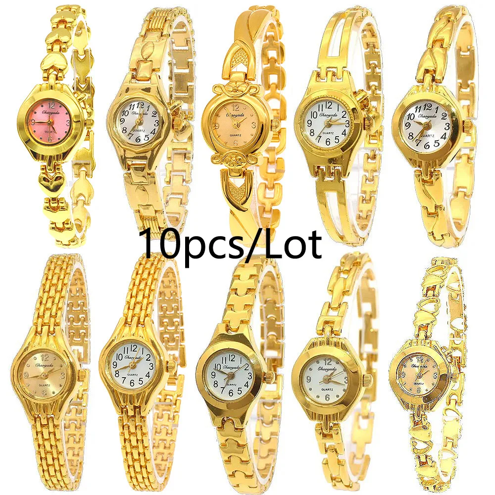10PCS/Lot Mixed Bulk Cute Silver Women's Watch Stainless Steel Quartz Dress Wristwatch for Ladies Girls Fashionable Gift