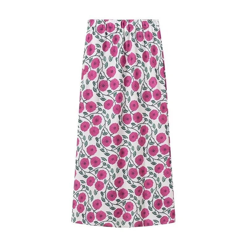 JNLEAOG Set Rok dan Rok Irt Cetak Desain Faion Baru Musim Semi Wanita Poliester Slim Fit Bernapas Tipis V-ne Or Sve