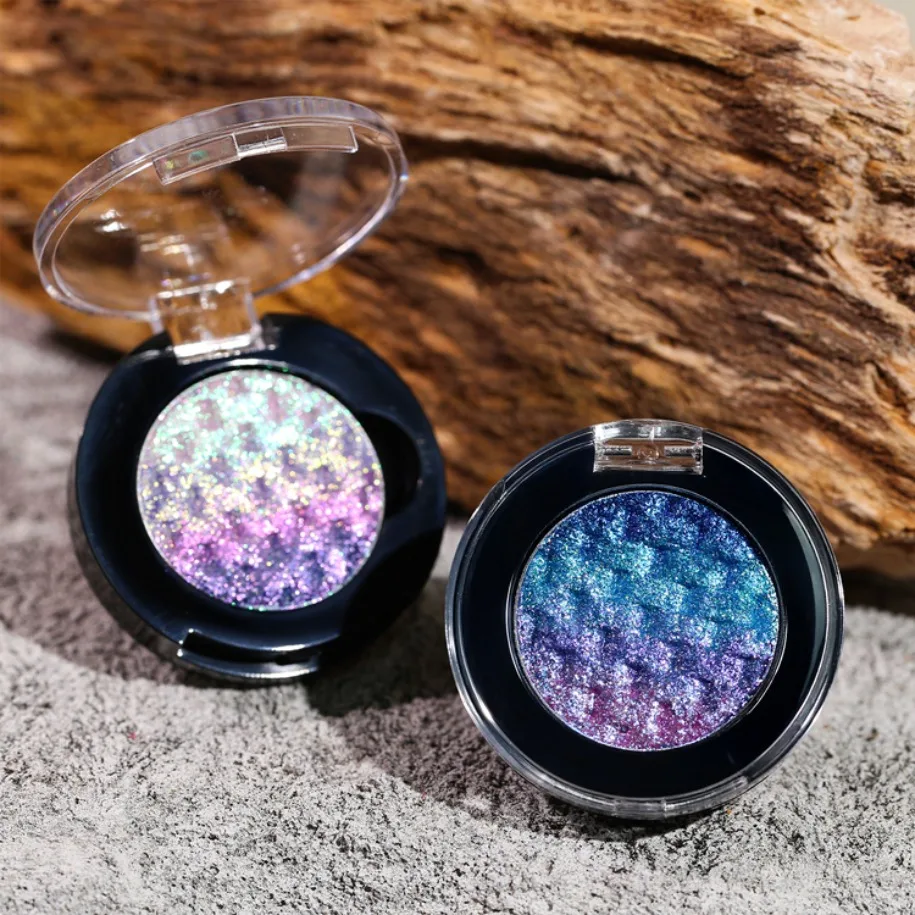 العلامة الخاصة نباتي ظلال العيون ماكياج بالجملة شعار مخصص 26 مللي متر الحرباء البصرية المنسوجة قوس قزح عينيه عالية المصطبغة