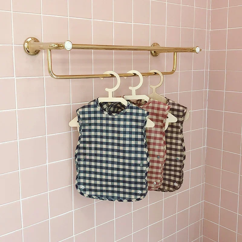 1 Pc Fashion Plaid Baby Waterproof Bibs Cotton Bib for Newborn Boys Girls Baby Saliva Rice Pocket Towel Child Supplies Stuff