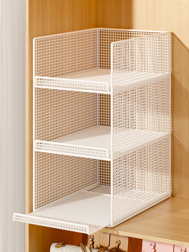 Multi-Functional Drawer Type Clothing Rack Storage Organizer for Home Dormitory Metal Material Layered Partition Closet System