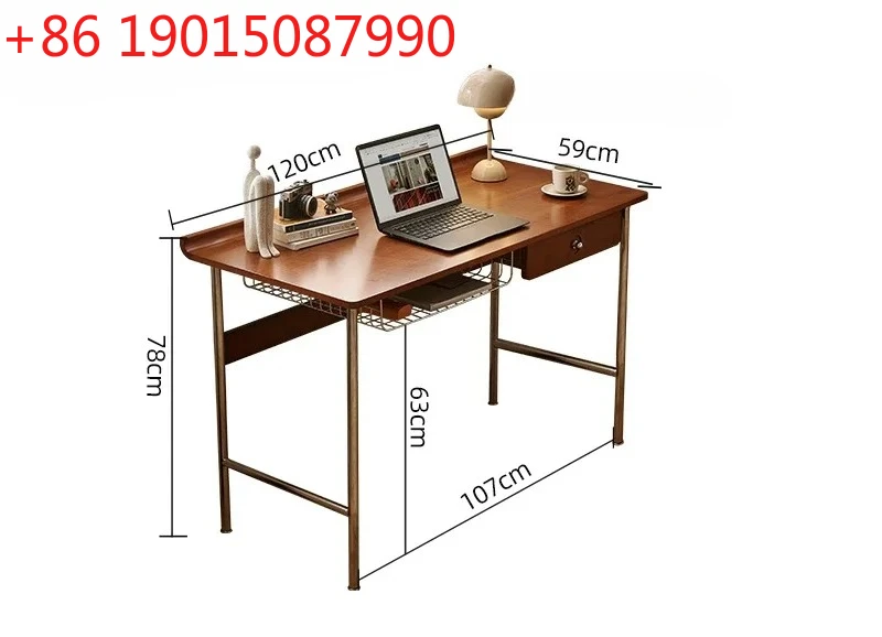 

Nordic medieval solid wood desk small apartment simple writing table