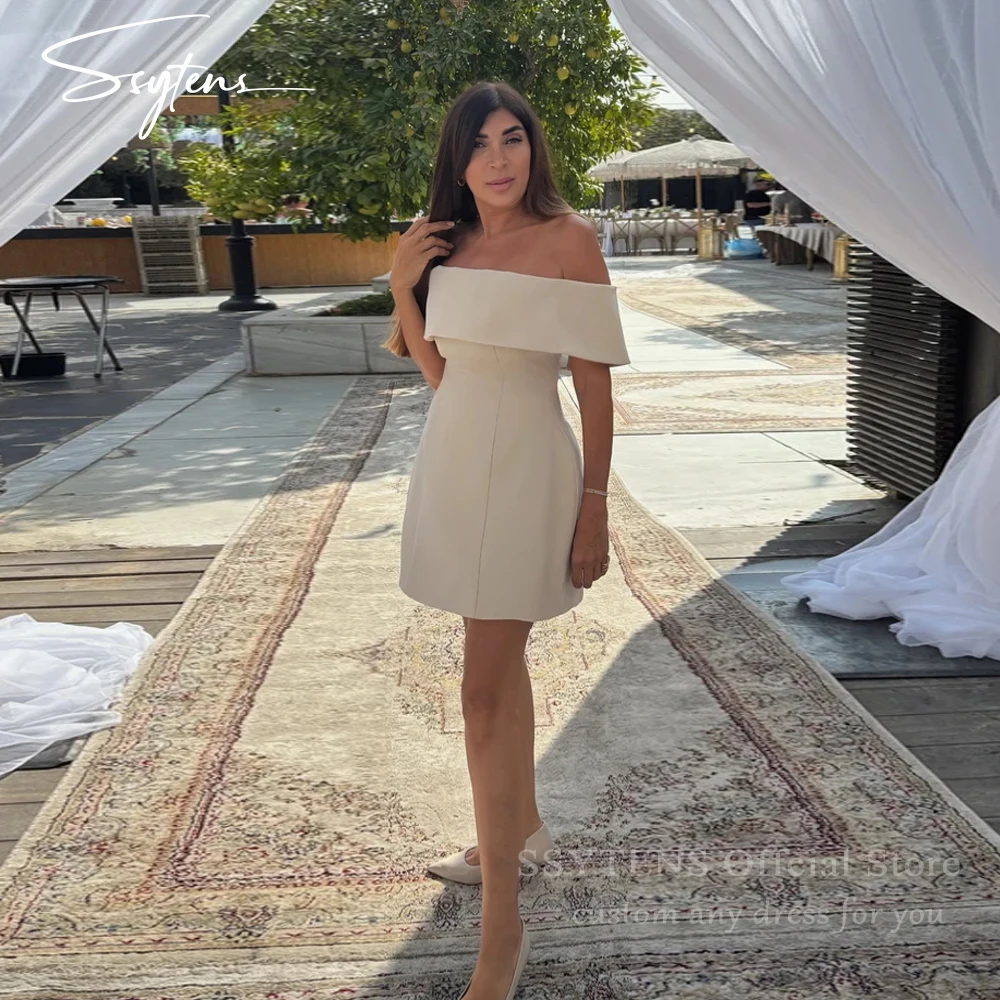 SSYTENS простые свадебные платья с открытыми плечами женские короткие атласные платья выше колена Vestidos De Novia Vestidos De Novia Boda по индивидуальному заказу