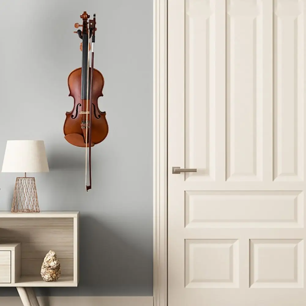 Professional Wood Base Violin Hanger Hook with Bow Hook Wall Mount Violin/Viola Stand Non-slip Violin Display Rack Violin/Viola