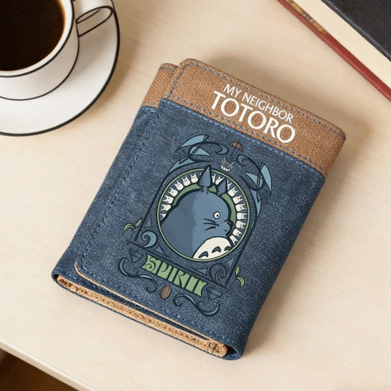 Carteira Mini de Lona Curta My Neighbor Totoro, Porta-Cartões Múltiplo, Porta-Moedas Portátil para Estudantes, Bolsa de Armazenamento, Presente para Fãs de Anime