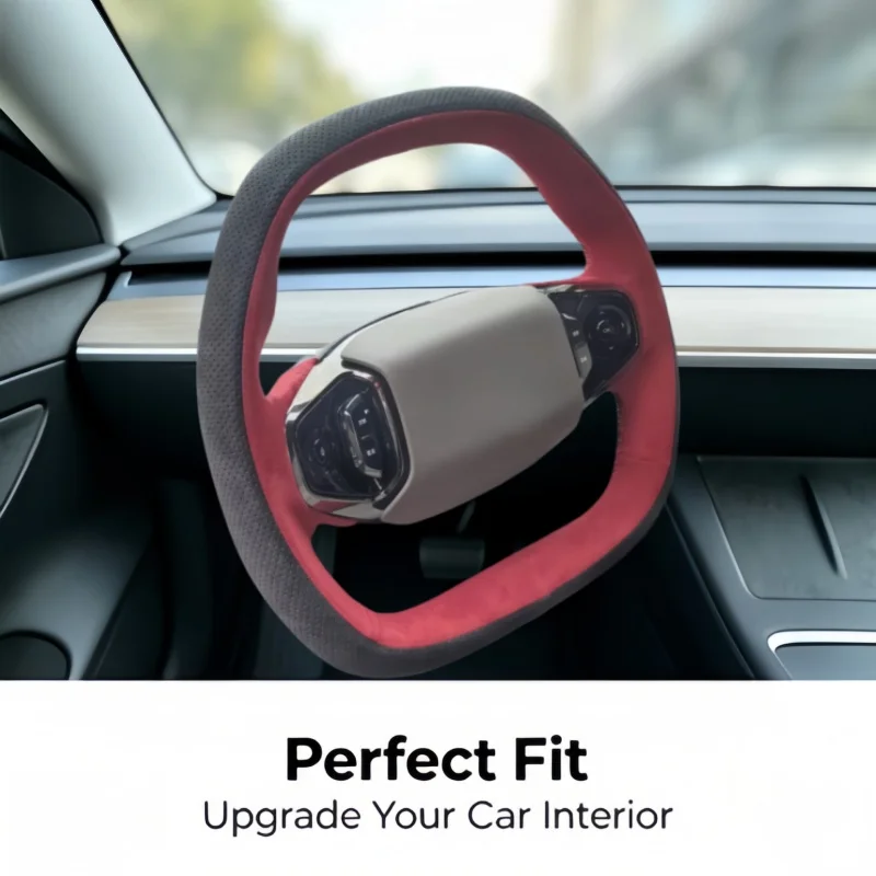 Custom Car Steering Wheel Cover For Geely Galaxy E5 L6 L7 A7 M9 Hand Sewn Non-Slip Soft Suede Leather Steering Wrap Cover