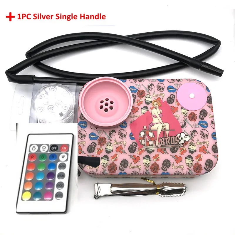 

Acrylic LED Hookah Completa Set Rectangle Cachimba Shisha Chicha Bowl Hose Tongs Metal Charcoal Holder Narguile Accessories