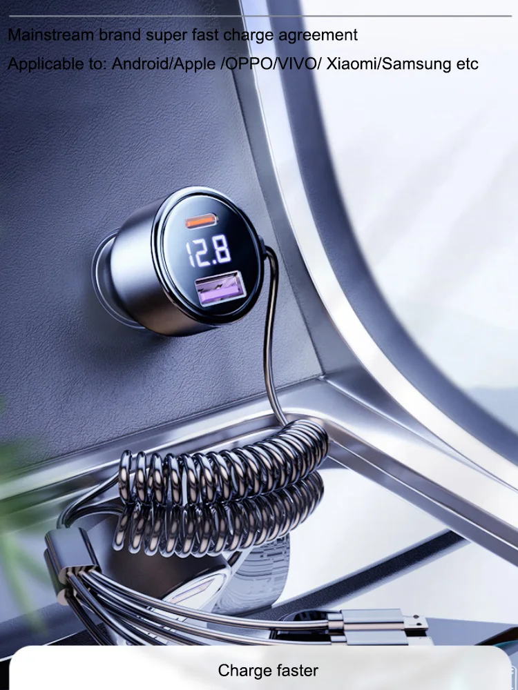 338W USB Car Charger Dual Ports Super Fast Charging Quick Charge 3.0 Car Phone Charger for iPhone Samsung Huawei Xiaomi 3 in 1