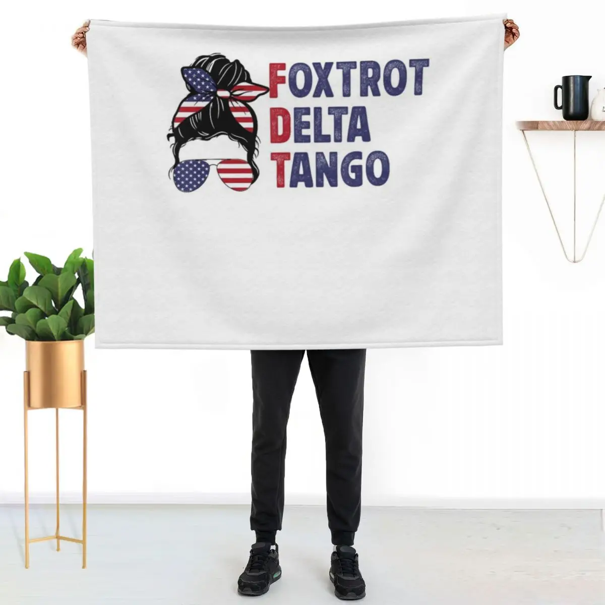 Foxtrots Deltas Tangos Messy Bun Foxtrots Deltas Tango Throw Blanket couch cozy soft plush fuzzy picnic outdoor blanket