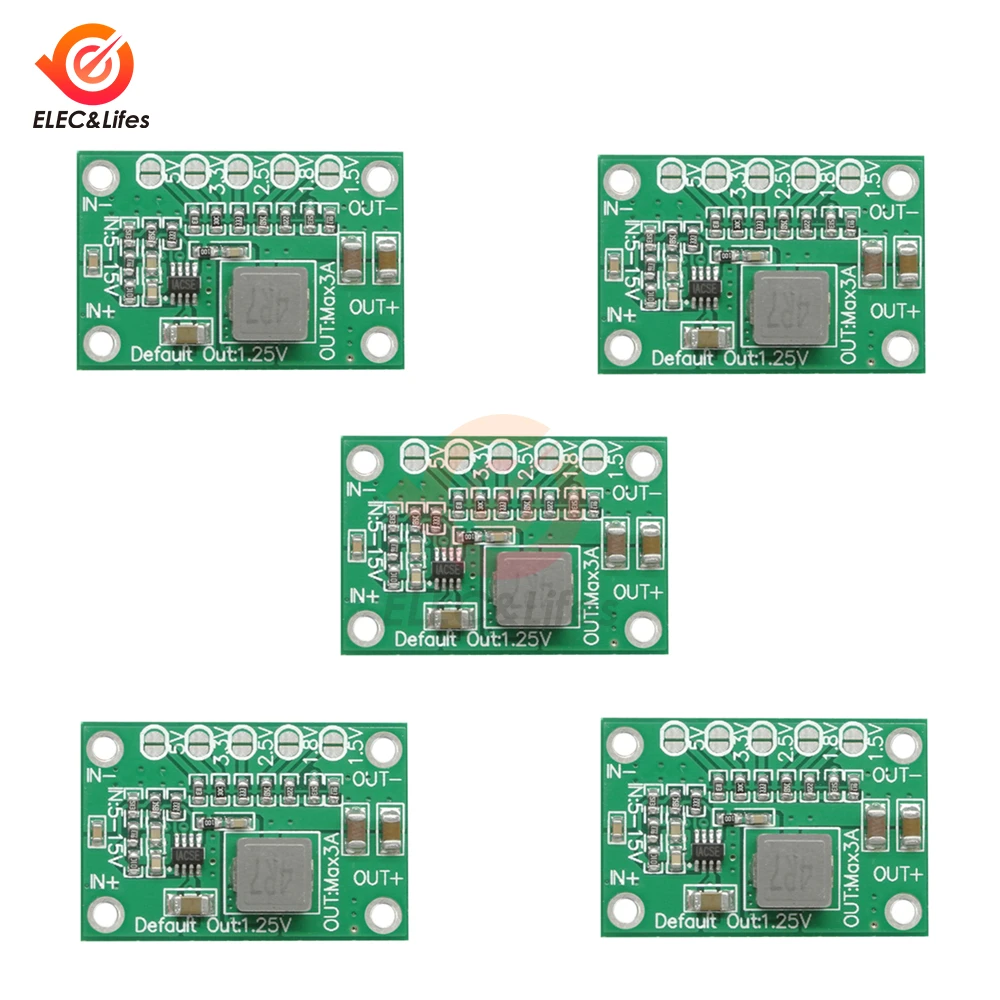 5Pcs CA1235 Adjustable Power Module CA-1235 Buck Power Module 1.25V 1.5 1.8 2.5 3.3 5V Output 5-16V Input Step-Down Power Supply