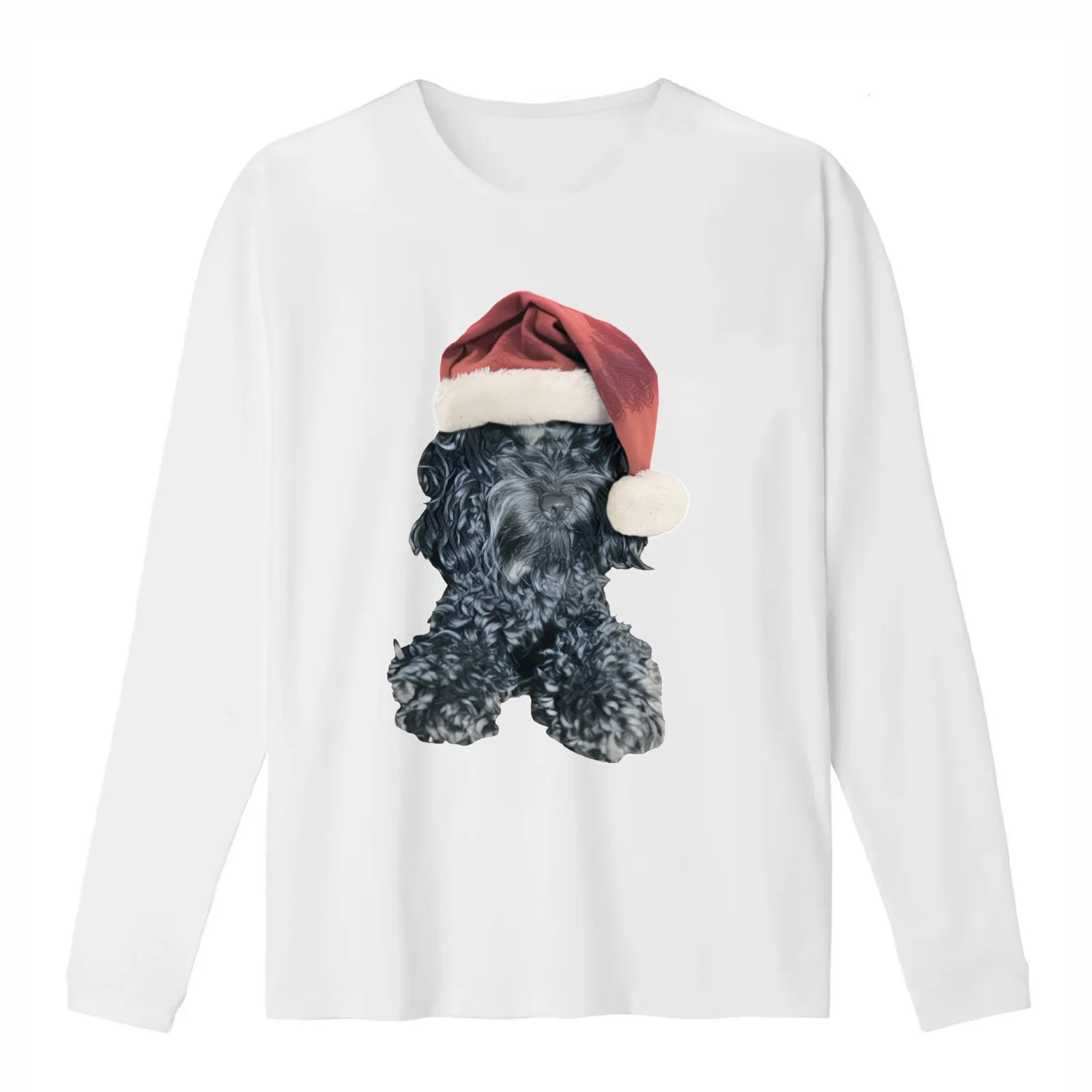 Cockapoo in a Christmas Santa Hat (Blue) T-Shirt Summer Casual Cotton Tee Oversized Streetwear Tops Vintage Graphic Print