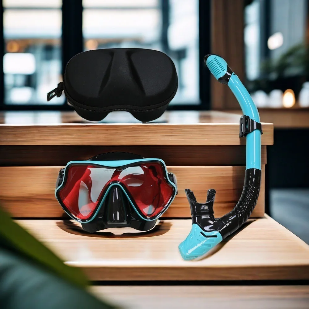 

New Diving Goggles Snorkeling Mask Snorkel Set Swimming Goggles Adult Silicone Diving Mask Colorful Coated Lenses