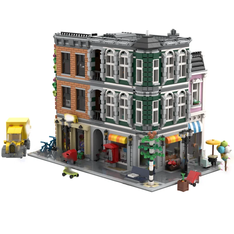 Moc Bouwstenen Hoofdstraat Model Technologie Bakstenen Stad Street View Model DIY Montage Speelgoed Bouw Vakantiegeschenken