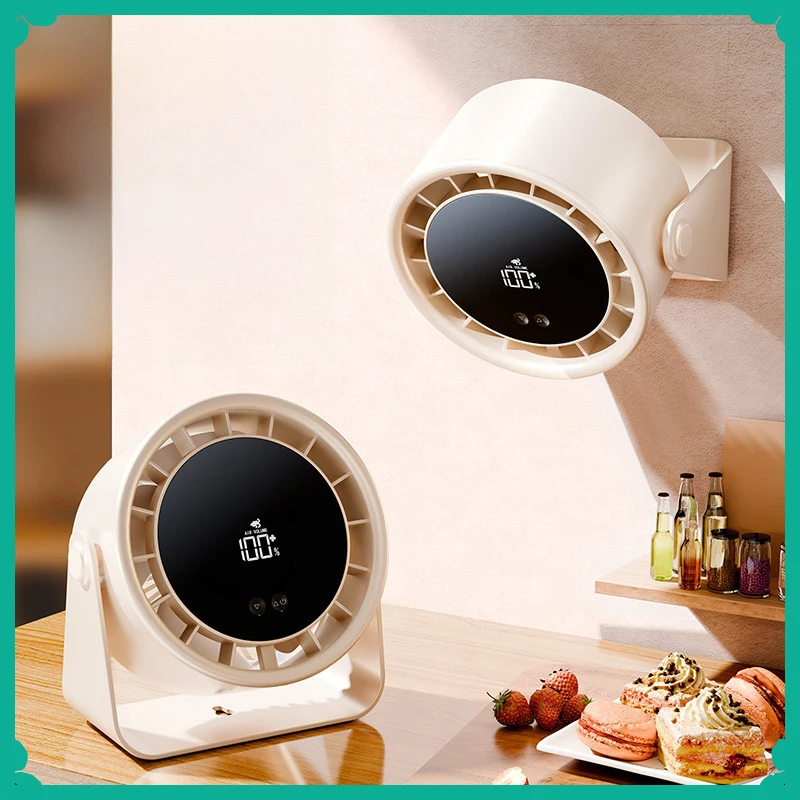 

Electric Fan 2400mAh USB Charging Desktop Small Fan Silent Wall Mounted Air Circulating Fan Home Cooling Ventilator Fan