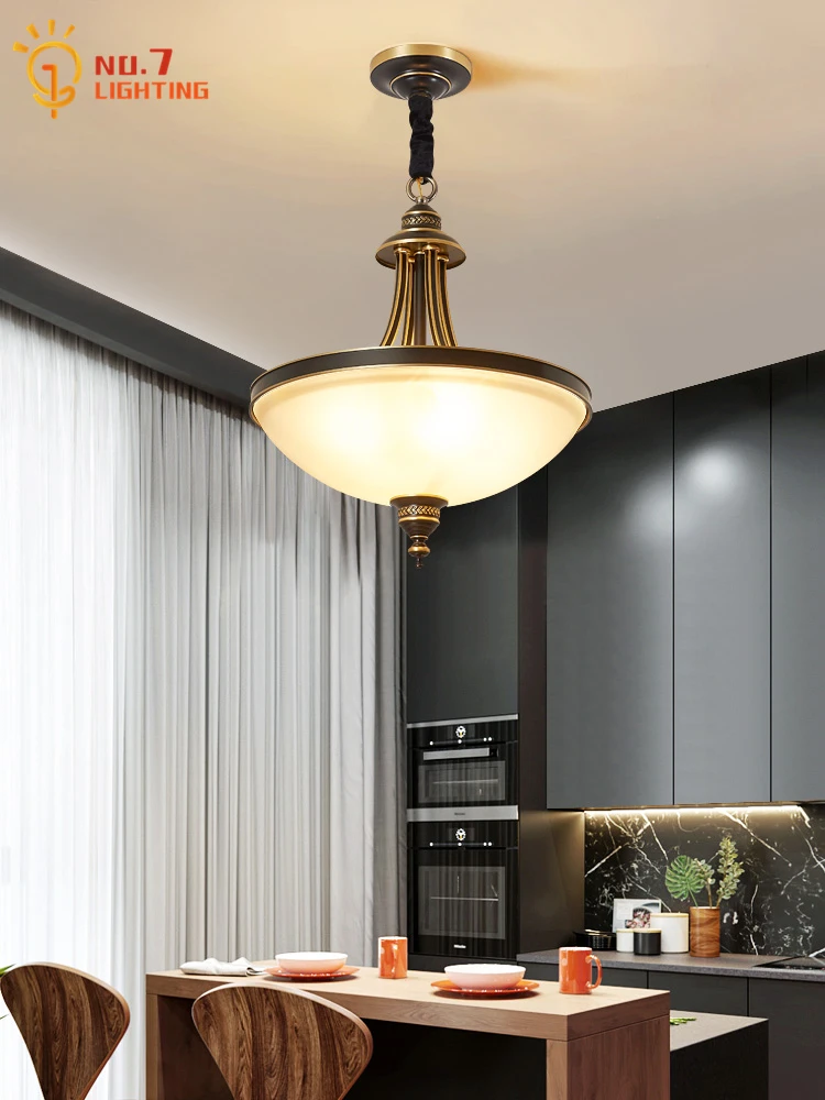 Imagem -03 - American Minimalista Luxury Copper Pendant Lights Led E27 Preto Lustre Dourado Lâmpada Pendurada Living Sala de Jantar Cozinha Corredor Café