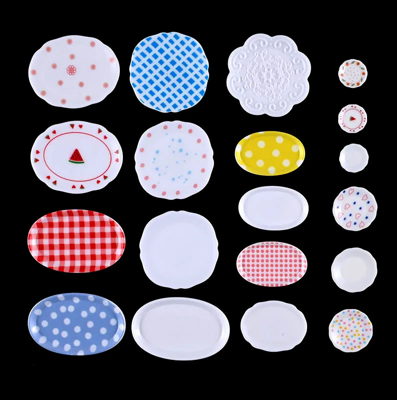 

10 Pcs Cute Cartoon Miniature Plate Resin Accessories Dollhouse Handmade DIY Decorations