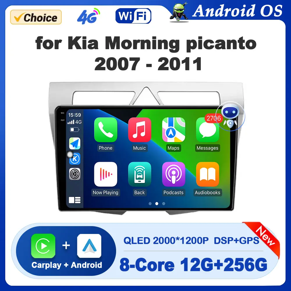 

for Kia Morning picanto 2007 - 2011 Android OS GPS Navigation Car Multimedia Radio Video Player Wireless Carplay WiFi Auto Tools