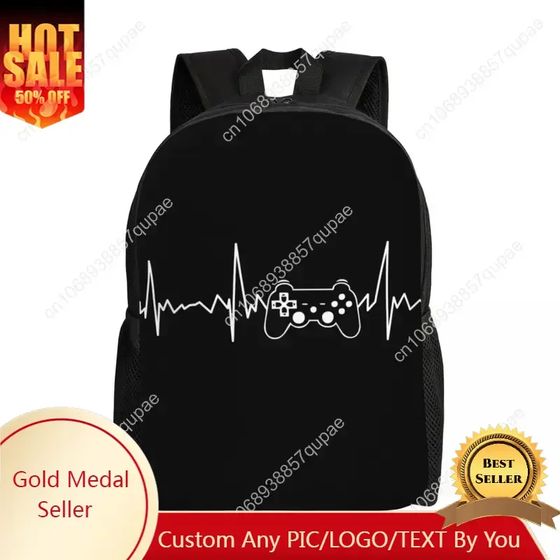 

Custom Gamer Controller Heartbeat Laptop Backpack Women Men Fashion Bookbag College School Student Video Game Geek Gaming Bag