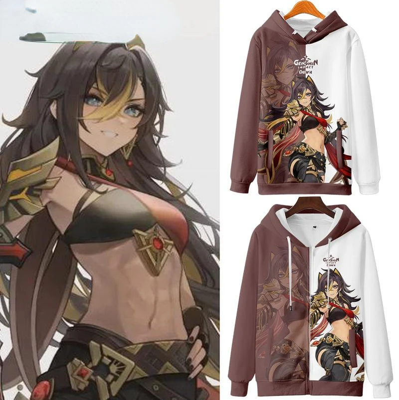 Anime Genshin Impact Dehya Cosplay Hoodie Dames/Heren Harajuku Sweatshirt Streetwear Hiphop Pullover Jas Met Capuchon Bovenkleding