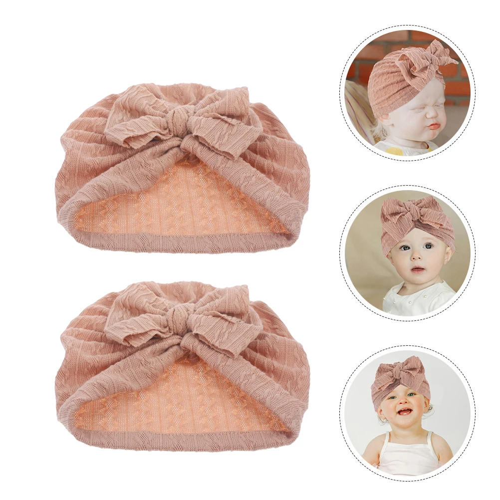 

2 шт. вязаные шапочки-тюрбаны с жаккардовым узором «бабочка» для девочек, мягкие эластичные шапочки-бини с бантом для новорожденных, головные уборы для малышей, аксессуары для волос