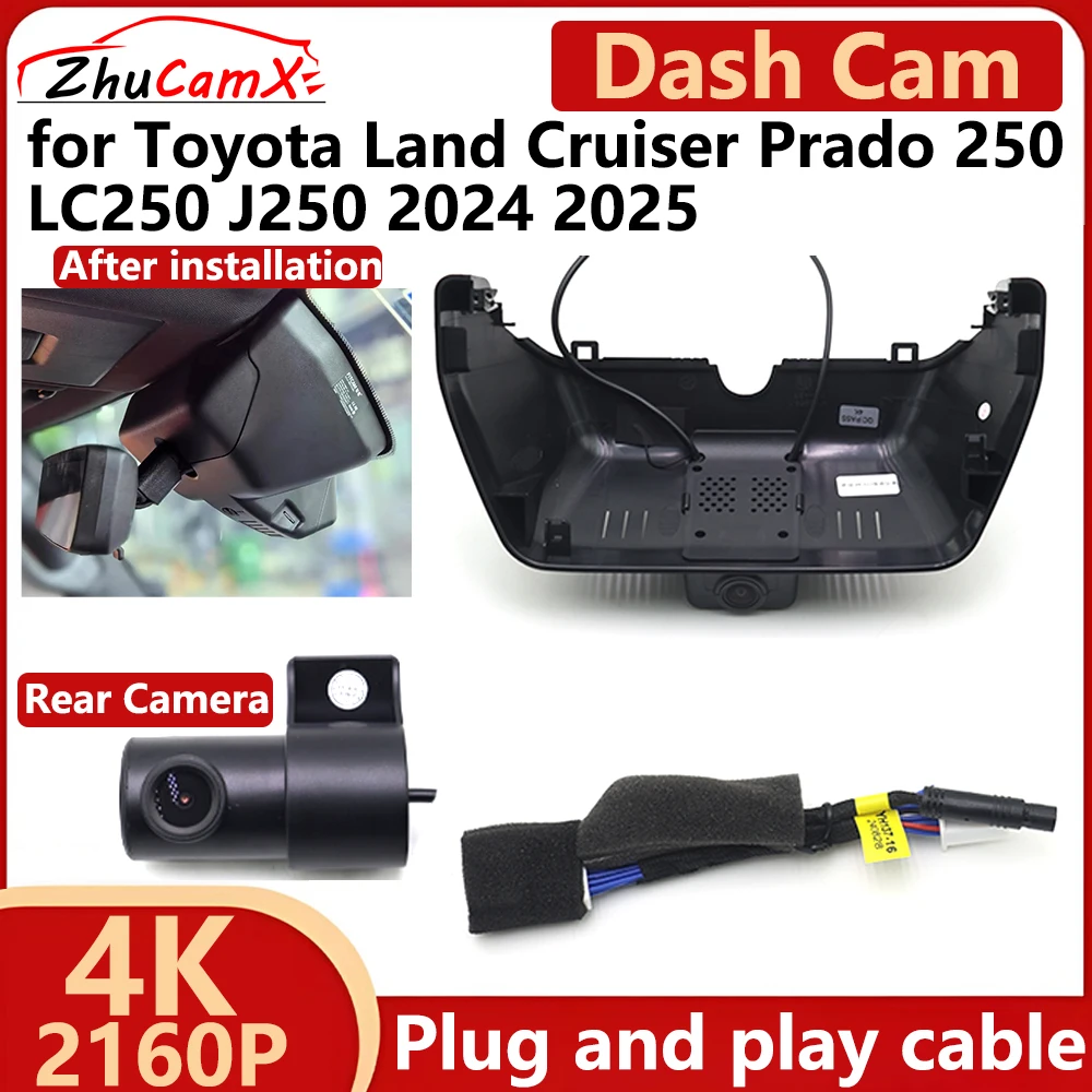 

ZhuCamX for Toyota Land Cruiser Prado 250 LC250 J250 2024 2025 4K 2160P Car DVR Dash Cam Camera Night Vision Recorder