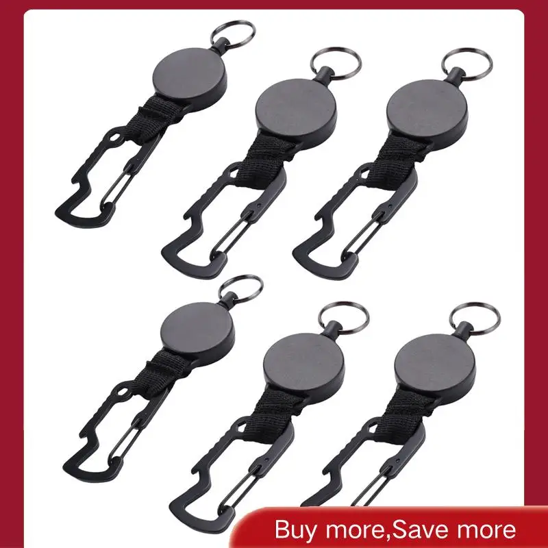 Выдвижной брелок в упаковке из 6 штук — катушка для держателя бейджа с мультитулным карабином, до 25 дюймов, черный-AAAE