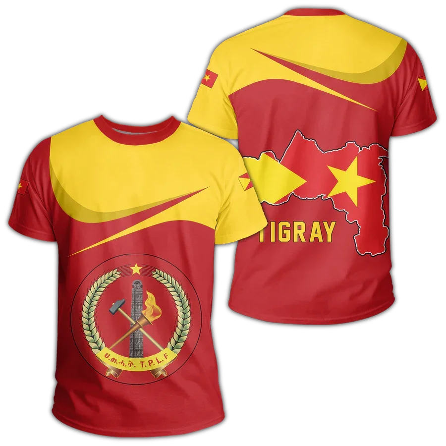 Tigray Flag Country 3D Printed T Shirts High Quality Summer Casual Crewneck Men & Women T-shirt  Loose Football Sports Tops