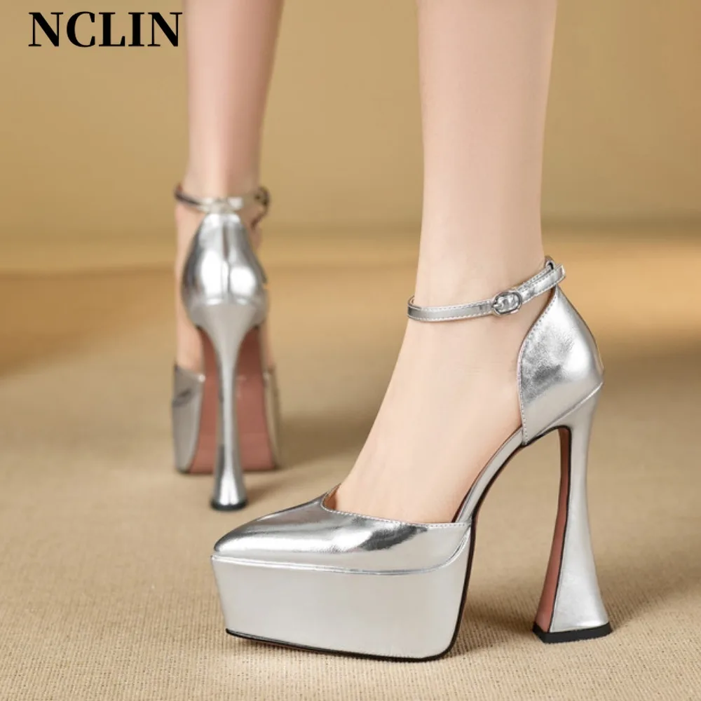 

New Fashion Brand Party Pumps Sexy High Heels Stilettos Women's Ballroom Latin Dance Heels Shoes Silver Wedding Shoes Size 39