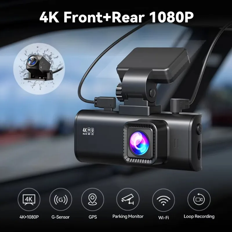 Redtiger F7N 4K Night Vision Car Black Box Câmera dupla frontal e traseira com WIFI GPS para revendedor