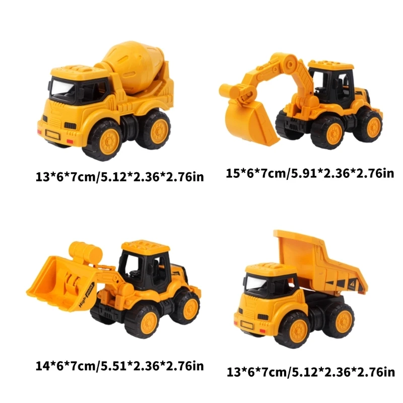 4 pçs sandplay caminhão brinquedo para crianças construção segura puxar para trás veículo educacional carro brinquedo para fina