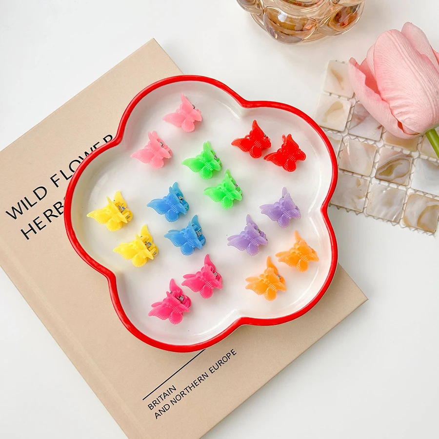 10Pcs/lot 1.5*2cm Colorful Butterfly Small Claw Clips Girls Cute Barrettes Hairpin For Women Girls Accessories Styling Braids