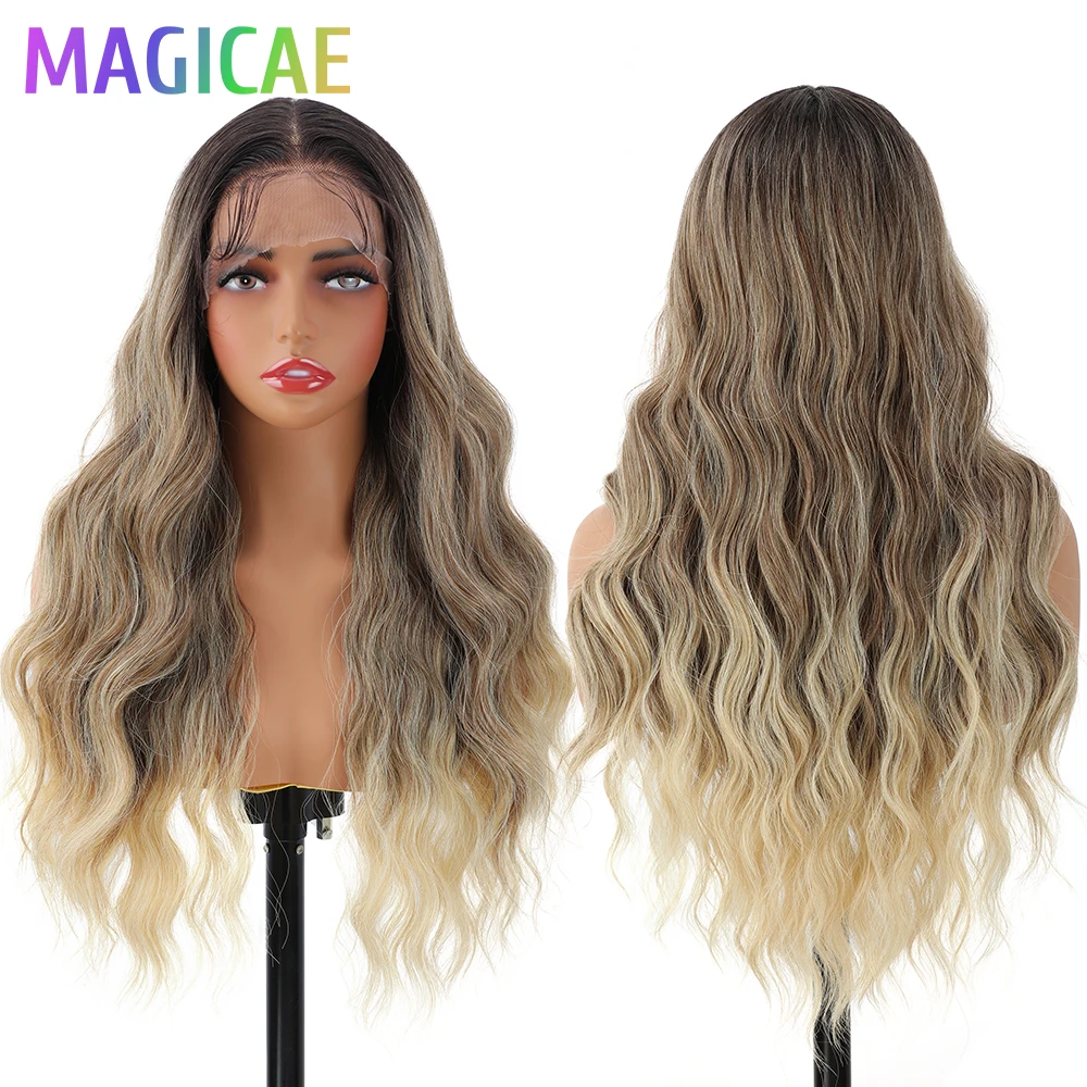 

24-дюймовые парики с кружевной передней частью и волнистыми волосами 13X4, цвета T4/12/613 # Хайлайтер Piano Blond Ombre Brown Cooper350 # Высококачественные парики из синтетических волос